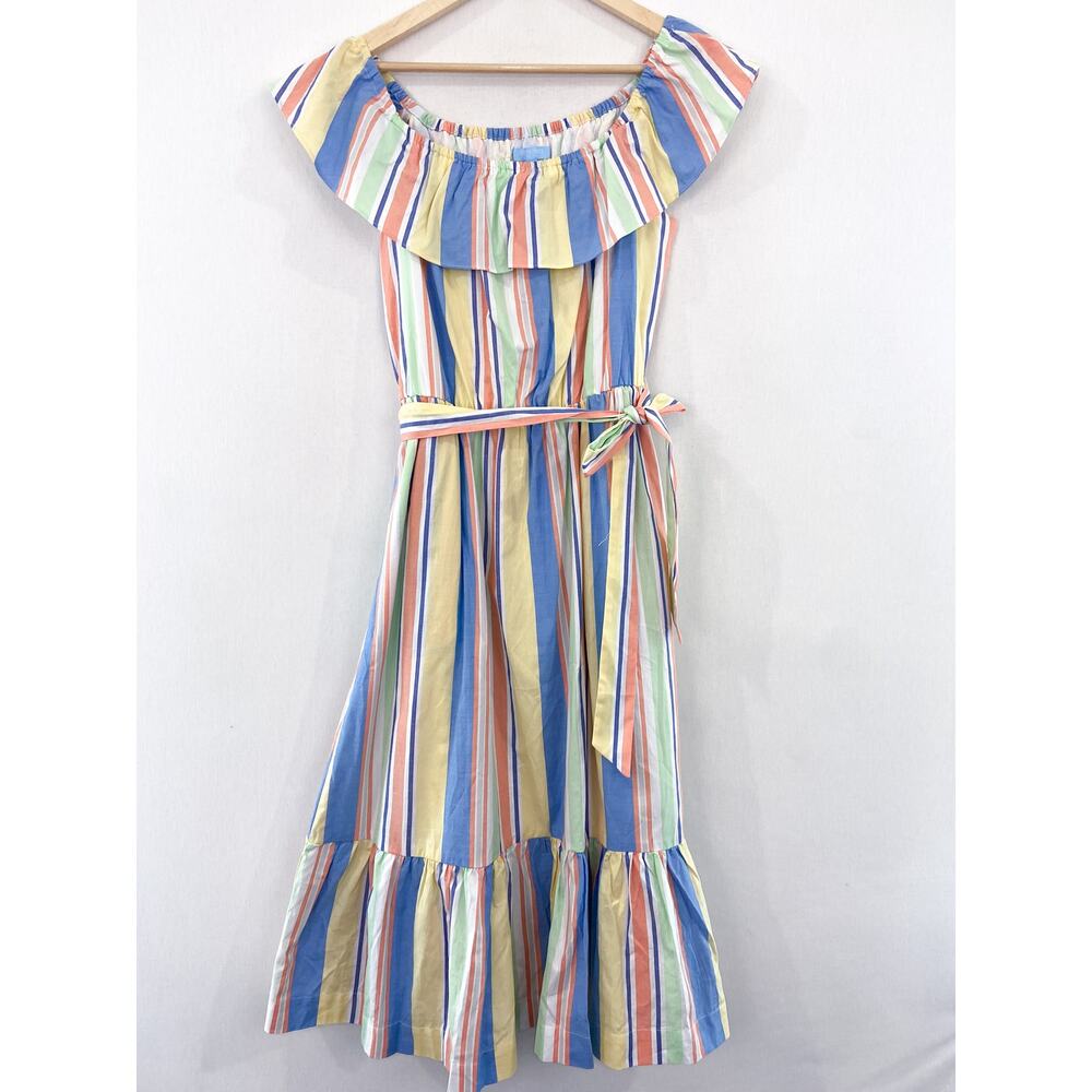 Draper James RSVP Striped Off the Shoulder Midi Dress Multi Color Small - Picture 2 of 9